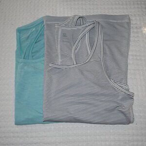 Gap Breathe Racerback Athletic Tanks - Lot of 2 (Light Blue, White/Black Stripe)